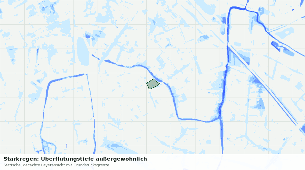 Statische Kartenansicht: Starkregen: Überflutungstiefe außergewöhnlich
