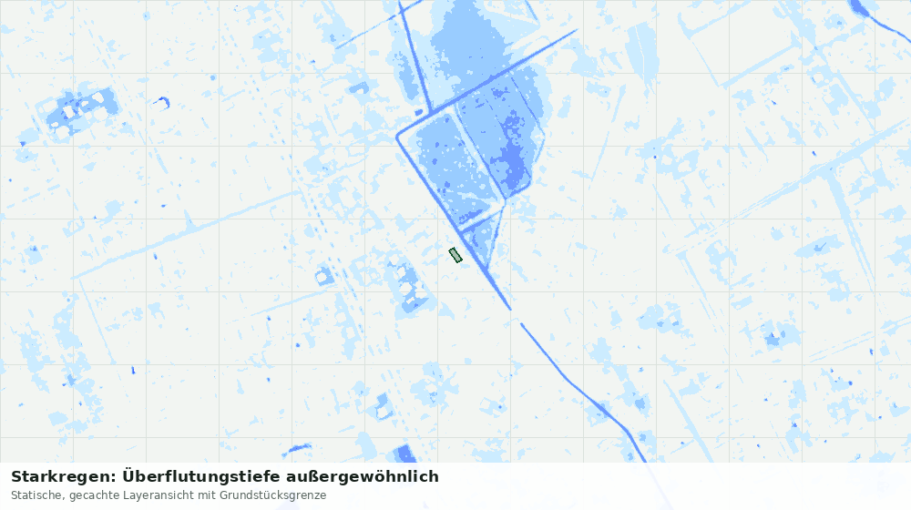 Statische Kartenansicht: Starkregen: Überflutungstiefe außergewöhnlich