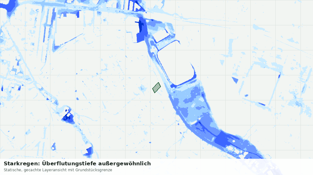 Statische Kartenansicht: Starkregen: Überflutungstiefe außergewöhnlich