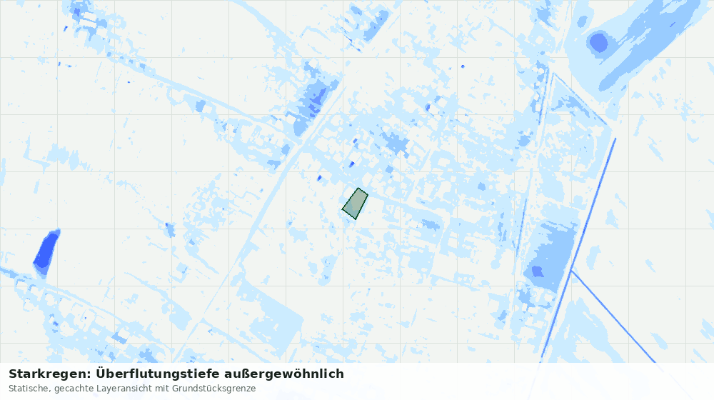 Statische Kartenansicht: Starkregen: Überflutungstiefe außergewöhnlich