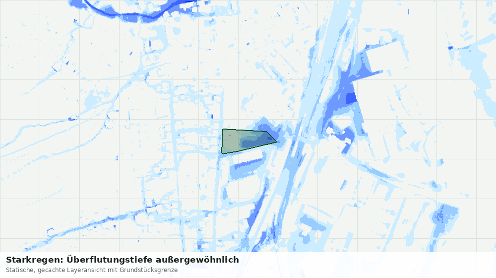 Statische Kartenansicht: Starkregen: Überflutungstiefe außergewöhnlich