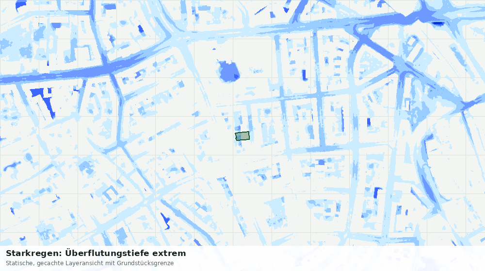 Statische Kartenansicht: Starkregen: Überflutungstiefe extrem