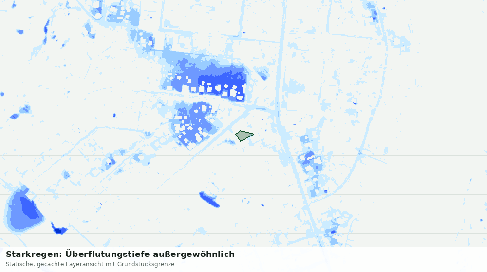 Statische Kartenansicht: Starkregen: Überflutungstiefe außergewöhnlich