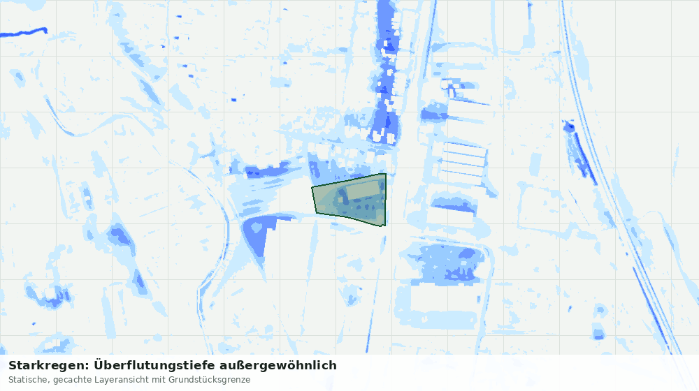 Statische Kartenansicht: Starkregen: Überflutungstiefe außergewöhnlich