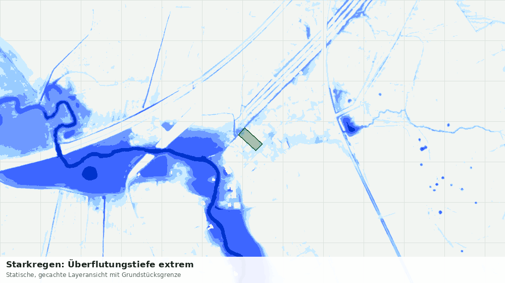 Statische Kartenansicht: Starkregen: Überflutungstiefe extrem