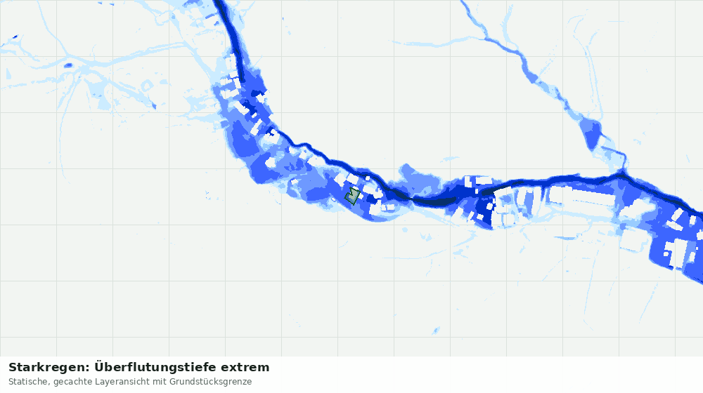 Statische Kartenansicht: Starkregen: Überflutungstiefe extrem