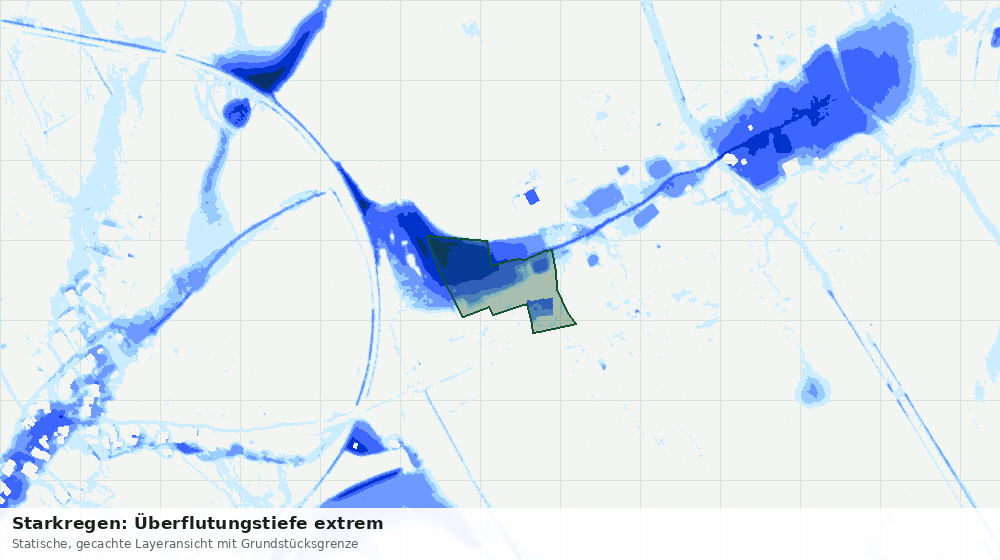 Statische Kartenansicht: Starkregen: Überflutungstiefe extrem