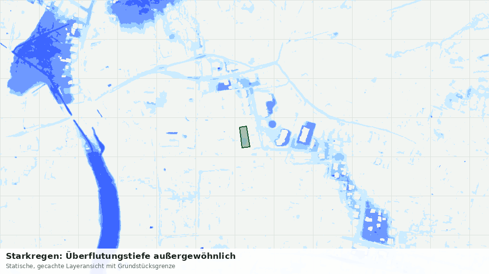 Statische Kartenansicht: Starkregen: Überflutungstiefe außergewöhnlich