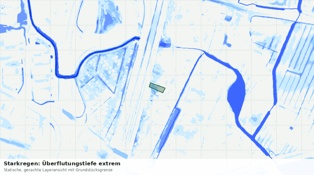Statische Kartenansicht: Starkregen: Überflutungstiefe extrem