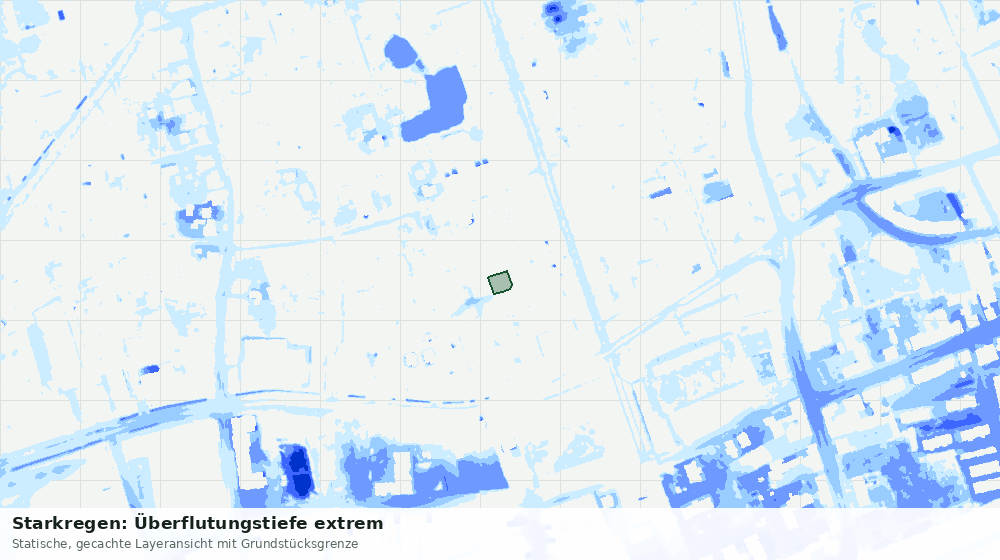 Statische Kartenansicht: Starkregen: Überflutungstiefe extrem