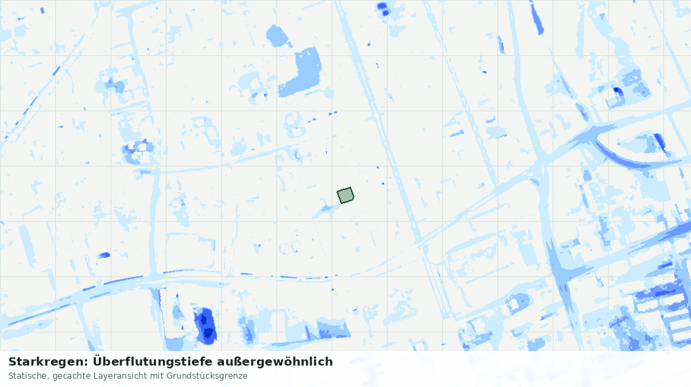 Statische Kartenansicht: Starkregen: Überflutungstiefe außergewöhnlich