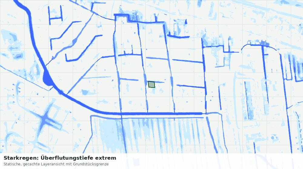 Statische Kartenansicht: Starkregen: Überflutungstiefe extrem