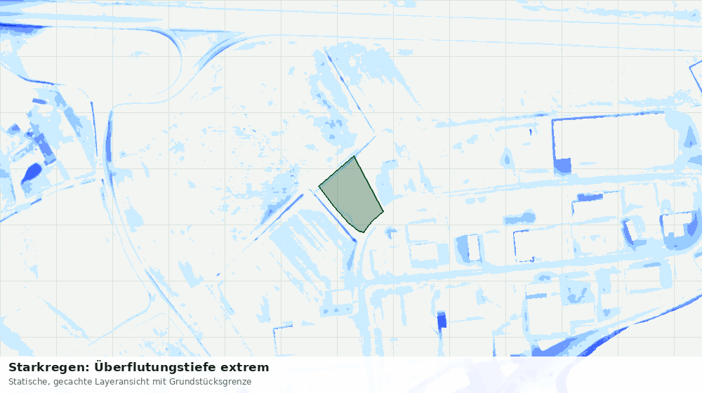 Statische Kartenansicht: Starkregen: Überflutungstiefe extrem