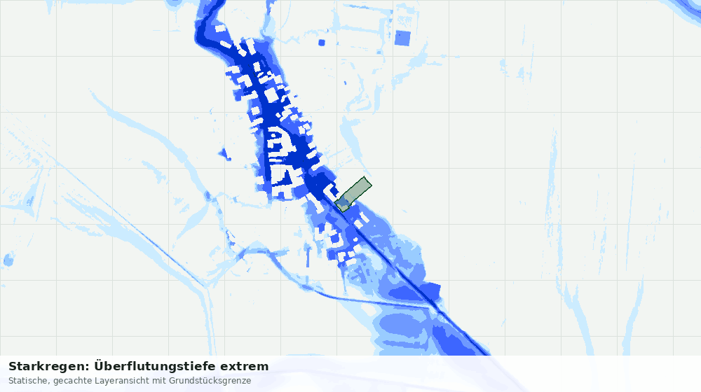 Statische Kartenansicht: Starkregen: Überflutungstiefe extrem
