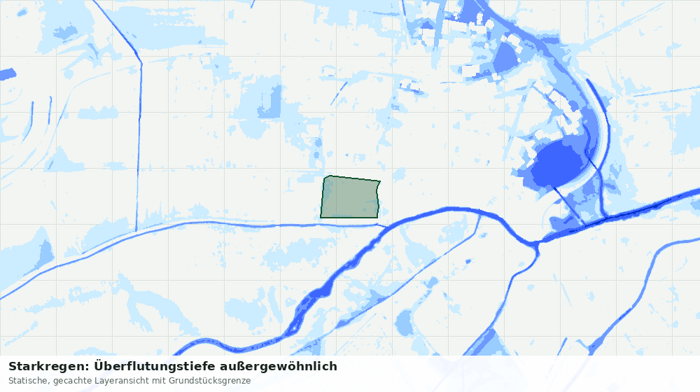 Statische Kartenansicht: Starkregen: Überflutungstiefe außergewöhnlich