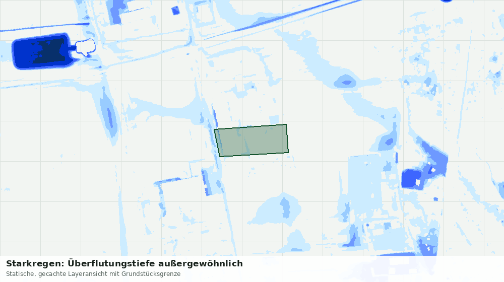 Statische Kartenansicht: Starkregen: Überflutungstiefe außergewöhnlich