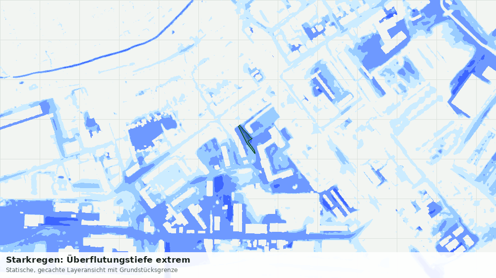 Statische Kartenansicht: Starkregen: Überflutungstiefe extrem