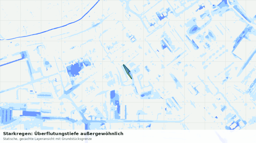 Statische Kartenansicht: Starkregen: Überflutungstiefe außergewöhnlich