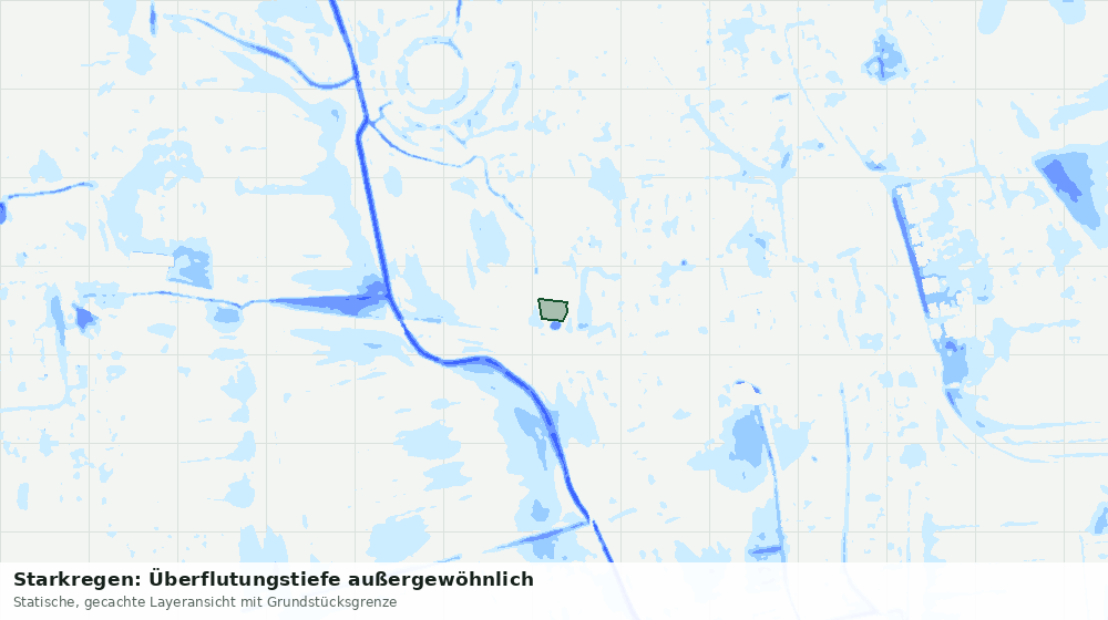 Statische Kartenansicht: Starkregen: Überflutungstiefe außergewöhnlich