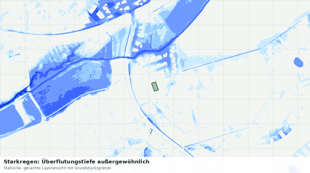 Statische Kartenansicht: Starkregen: Überflutungstiefe außergewöhnlich