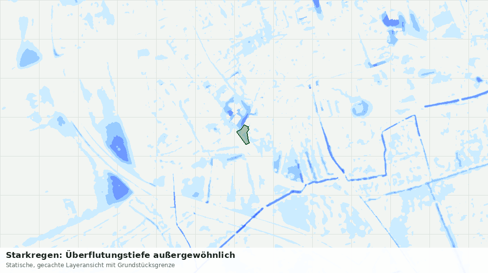 Statische Kartenansicht: Starkregen: Überflutungstiefe außergewöhnlich