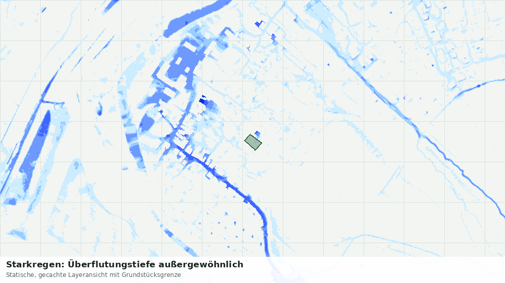 Statische Kartenansicht: Starkregen: Überflutungstiefe außergewöhnlich