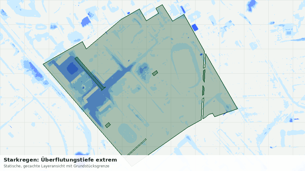 Statische Kartenansicht: Starkregen: Überflutungstiefe extrem