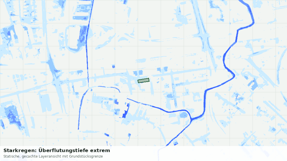 Statische Kartenansicht: Starkregen: Überflutungstiefe extrem