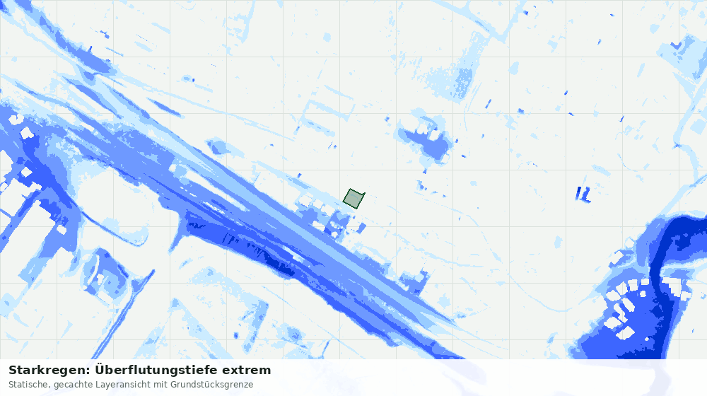 Statische Kartenansicht: Starkregen: Überflutungstiefe extrem