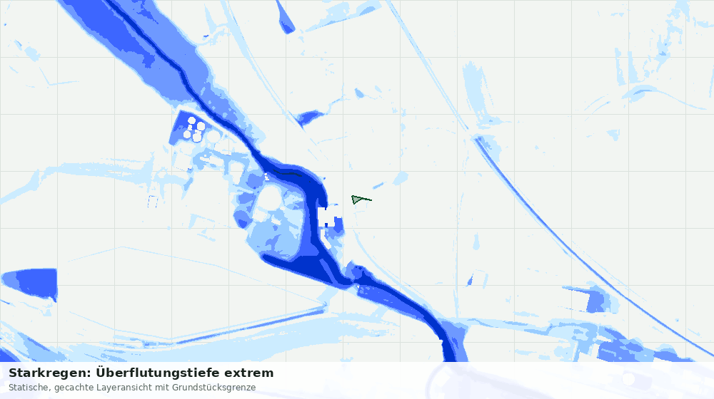 Statische Kartenansicht: Starkregen: Überflutungstiefe extrem