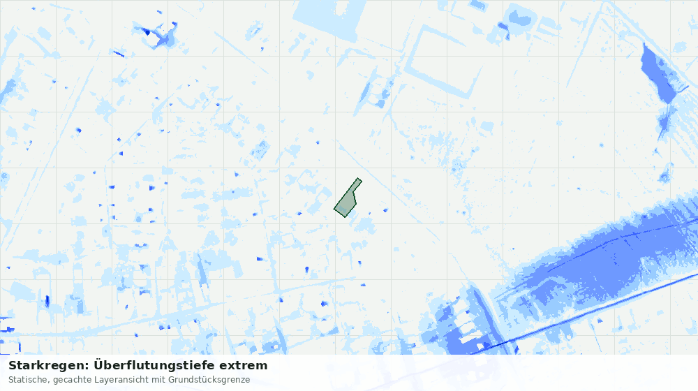 Statische Kartenansicht: Starkregen: Überflutungstiefe extrem