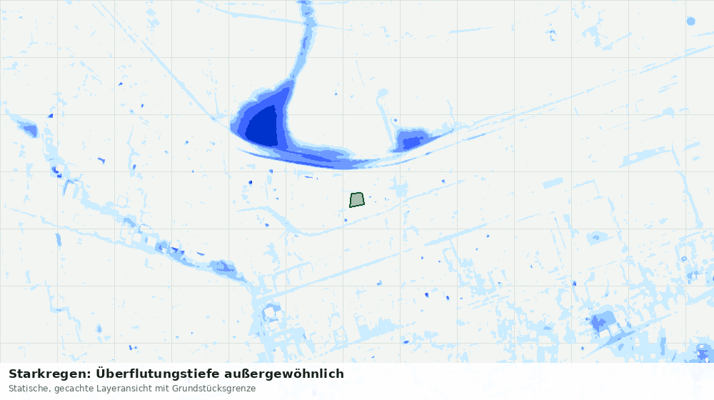 Statische Kartenansicht: Starkregen: Überflutungstiefe außergewöhnlich