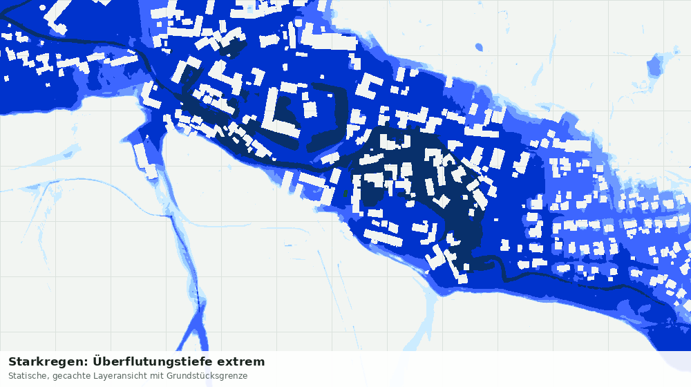 Statische Kartenansicht: Starkregen: Überflutungstiefe extrem