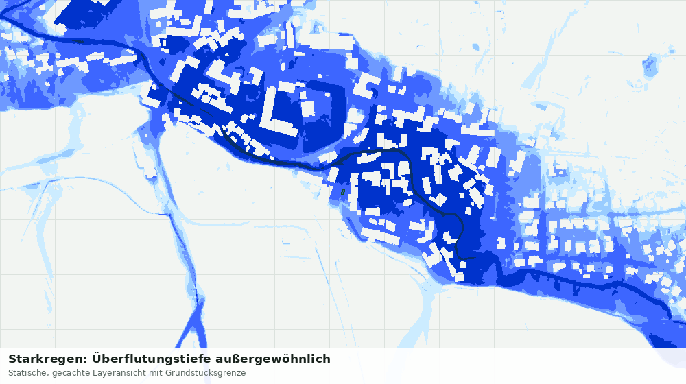 Statische Kartenansicht: Starkregen: Überflutungstiefe außergewöhnlich