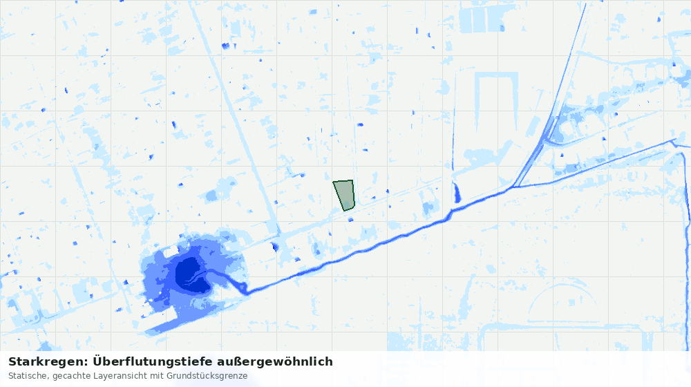 Statische Kartenansicht: Starkregen: Überflutungstiefe außergewöhnlich
