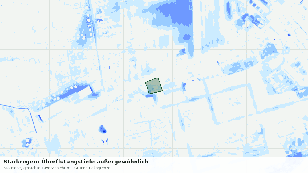 Statische Kartenansicht: Starkregen: Überflutungstiefe außergewöhnlich