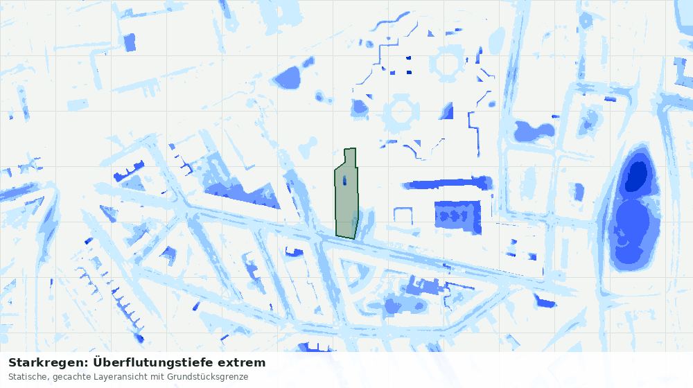 Statische Kartenansicht: Starkregen: Überflutungstiefe extrem