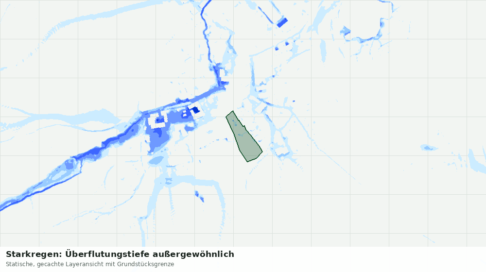 Statische Kartenansicht: Starkregen: Überflutungstiefe außergewöhnlich