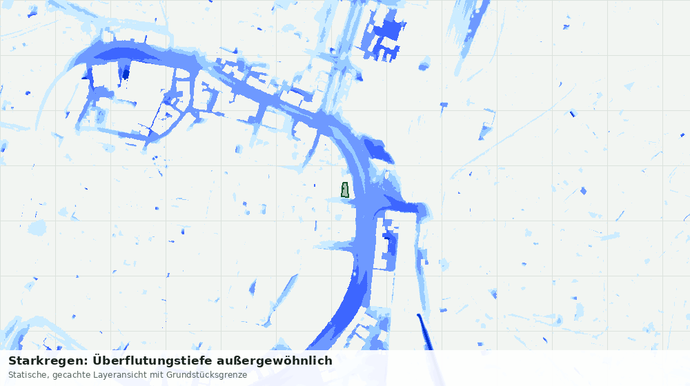 Statische Kartenansicht: Starkregen: Überflutungstiefe außergewöhnlich