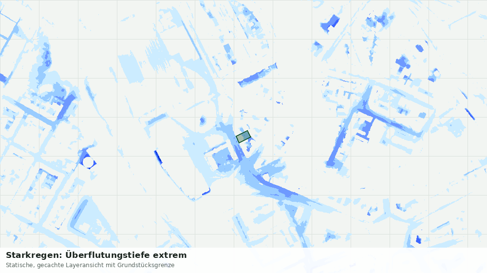 Statische Kartenansicht: Starkregen: Überflutungstiefe extrem