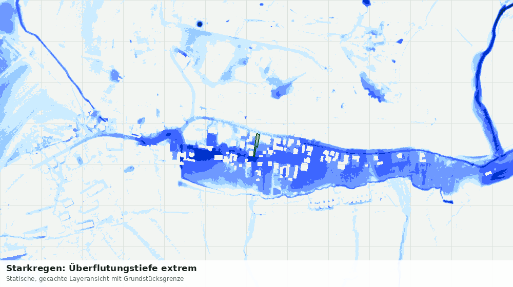 Statische Kartenansicht: Starkregen: Überflutungstiefe extrem