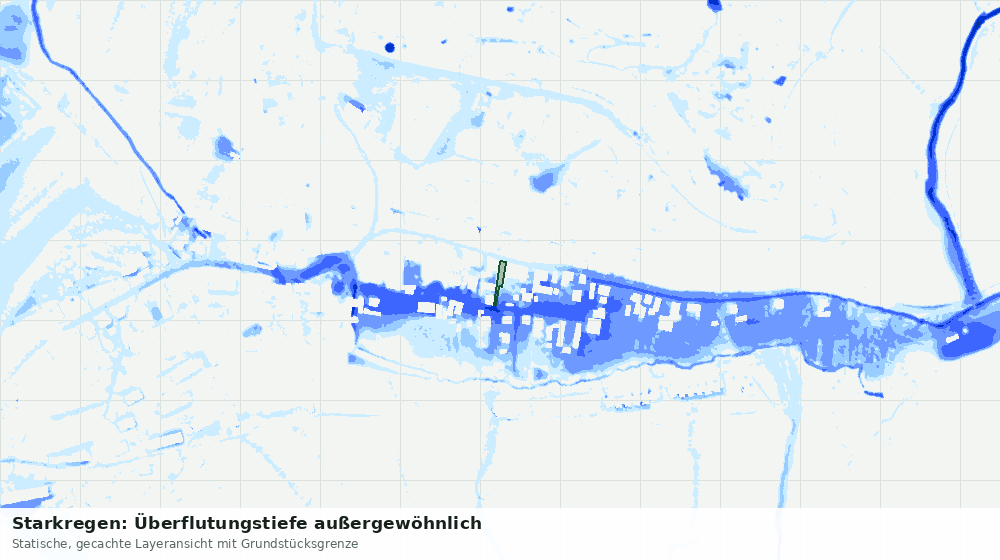 Statische Kartenansicht: Starkregen: Überflutungstiefe außergewöhnlich