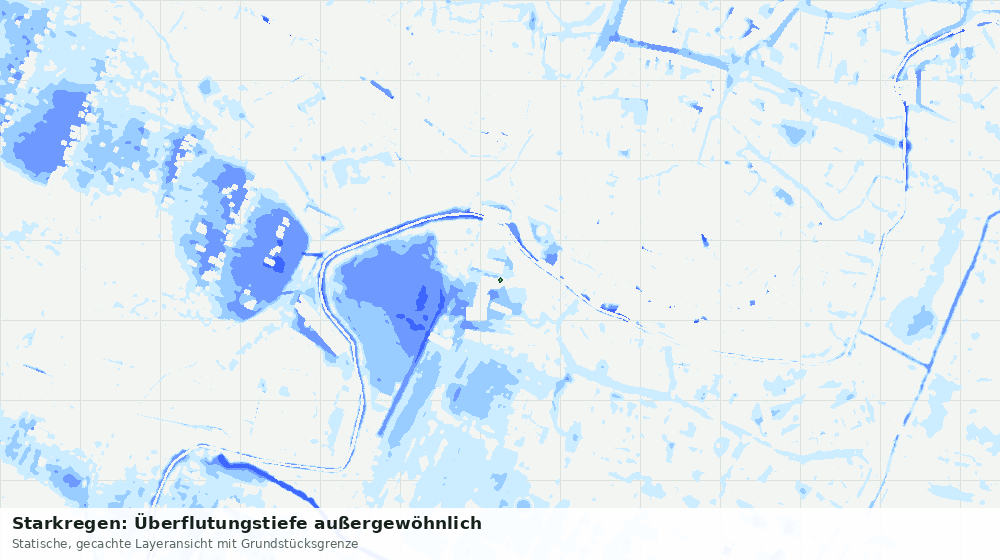 Statische Kartenansicht: Starkregen: Überflutungstiefe außergewöhnlich