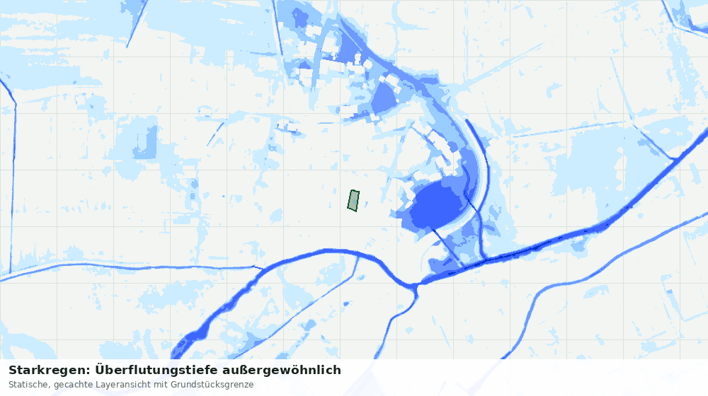 Statische Kartenansicht: Starkregen: Überflutungstiefe außergewöhnlich