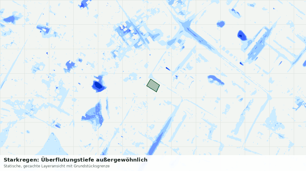 Statische Kartenansicht: Starkregen: Überflutungstiefe außergewöhnlich