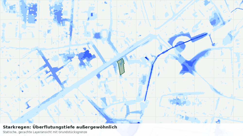 Statische Kartenansicht: Starkregen: Überflutungstiefe außergewöhnlich