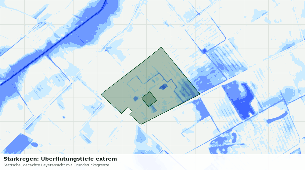 Statische Kartenansicht: Starkregen: Überflutungstiefe extrem