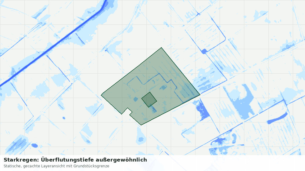 Statische Kartenansicht: Starkregen: Überflutungstiefe außergewöhnlich