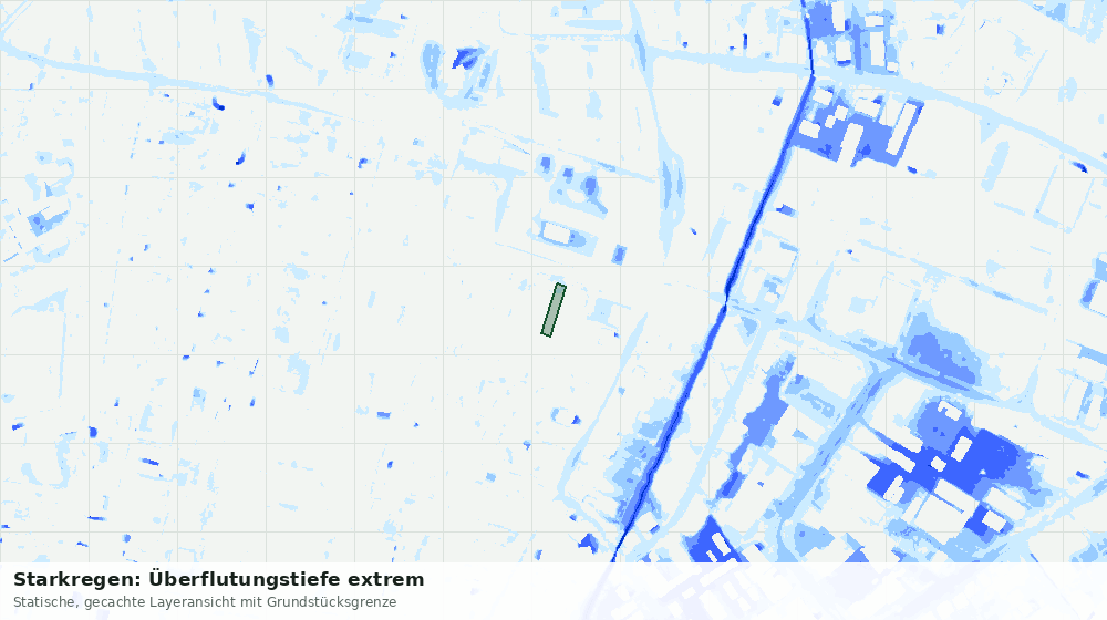 Statische Kartenansicht: Starkregen: Überflutungstiefe extrem