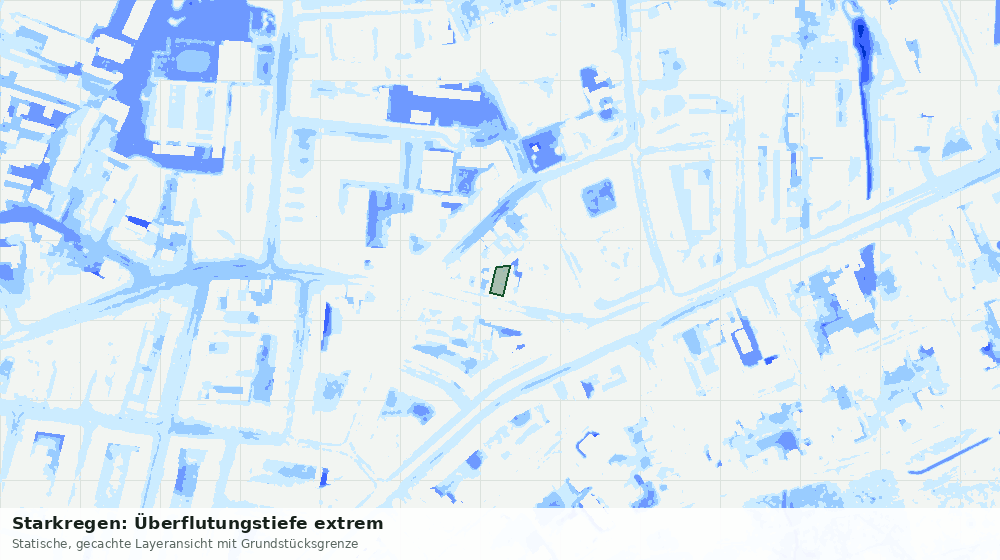 Statische Kartenansicht: Starkregen: Überflutungstiefe extrem